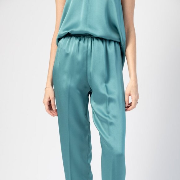 FORTE FORTE Envers Satin Crepe Pants in Topaz - Picture 2 of 4